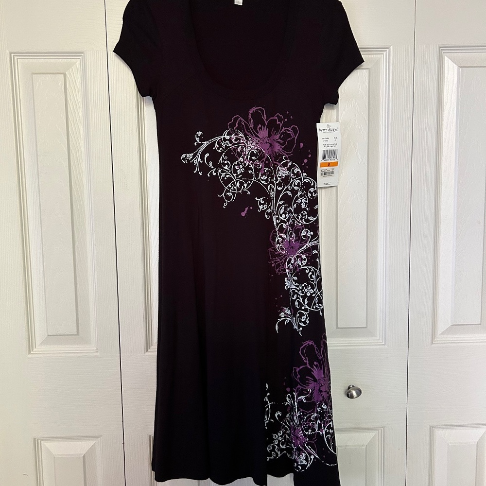 Karen Kane Painted Garden A-Line Black Dress